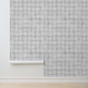Papel Pintado Patrón de Gingham Gris Francés de Acuarela Vintage