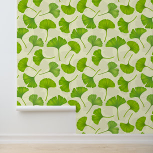 Papel Pintado Patrón de Ginkgo en blanco roto