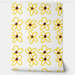 Papel Pintado Patrón de girasol amarillo marrón flor floral boho