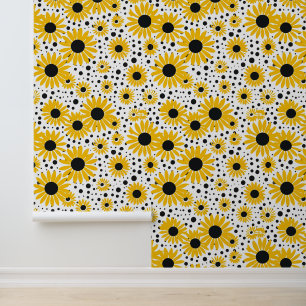 Papel Pintado Patrón de girasol amarillo moderno