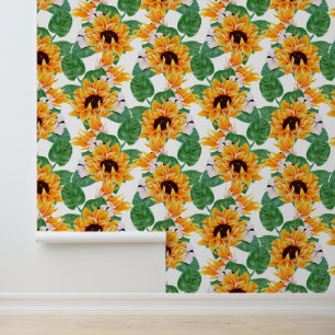 Papel Pintado Patrón de girasol de baldosas