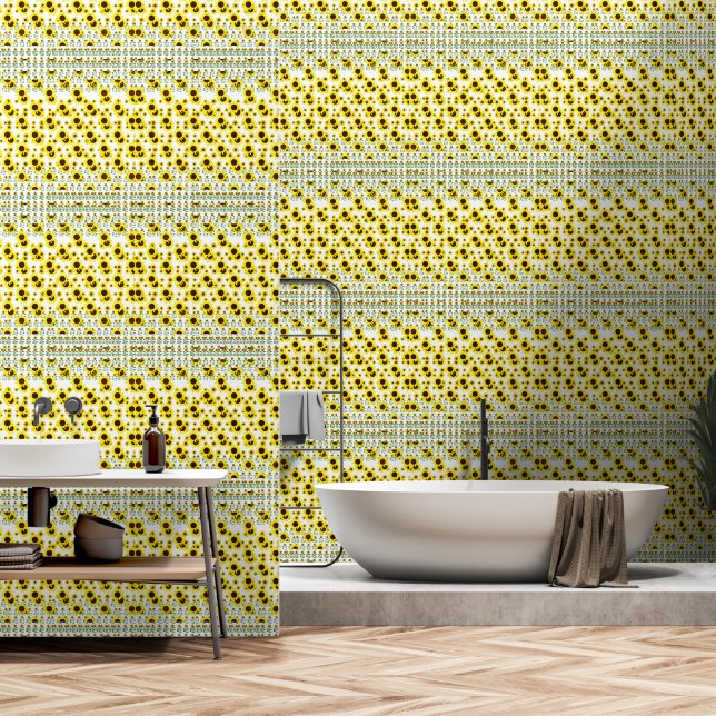 Papel Pintado Patrón de girasol ruso contemporáneo (Baño)