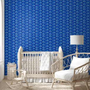 Papel Pintado Patrón de gran tiburón blanco hambriento 