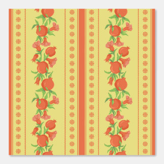 Papel Pintado Patrón de Granada Amarillo Rojo Verde Vintage