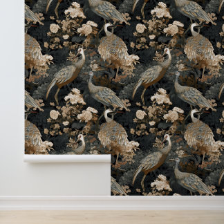 Papel Pintado patrón de grulla japonesa