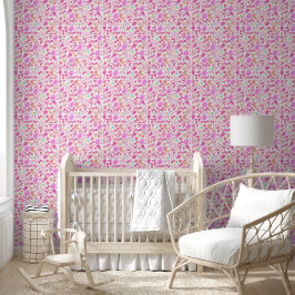 Papel Pintado Patrón de guardería de bebé rosada personalizado