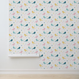 Papel Pintado Patrón de guardería de pájaros escandinavos minima