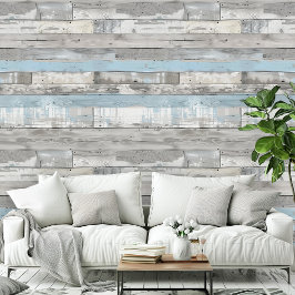 Papel Pintado Patrón de habitación gris azul claro de madera de 