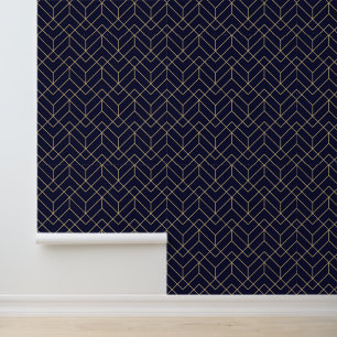Papel Pintado Patrón de hexágono azul