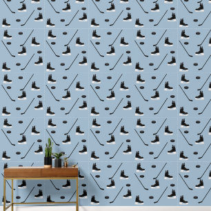 Papel Pintado Patrón de hockey sobre hielo azul y seco