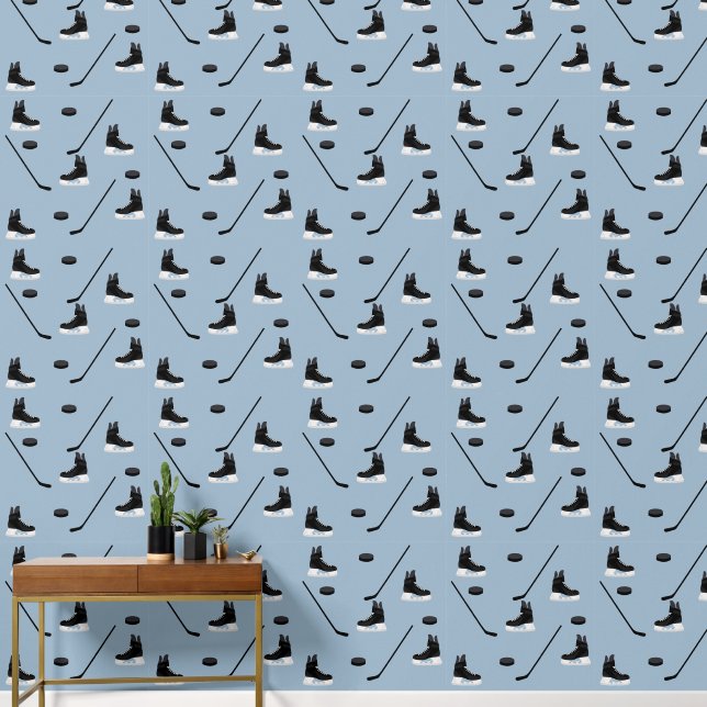 Papel Pintado Patrón de hockey sobre hielo azul y seco (Pasillo)
