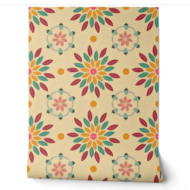 Papel Pintado Patrón de hoja de otoño (Desenrollar)