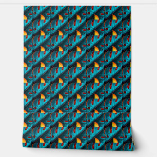 Papel Pintado Patrón de hoja de palma verde