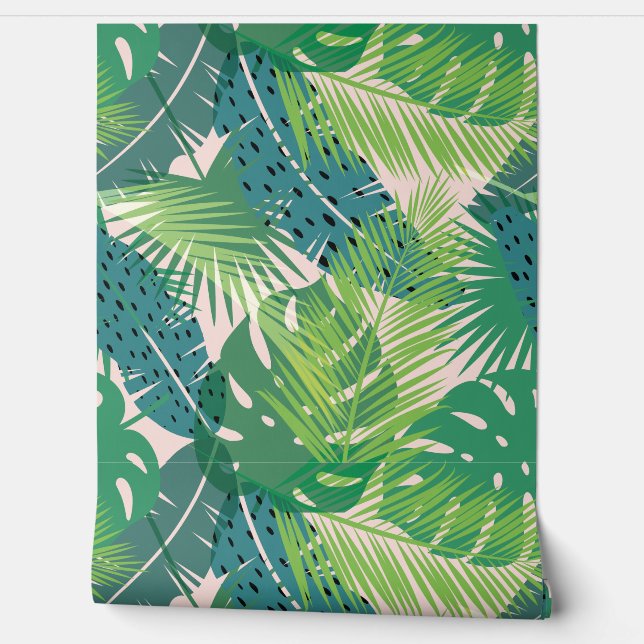Papel Pintado Patrón de hoja tropical (Desenrollar)