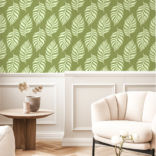 Papel Pintado Patrón de Hoja Tropical Verde