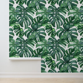 Papel Pintado Patrón de hojas de monstera verde flora exótica