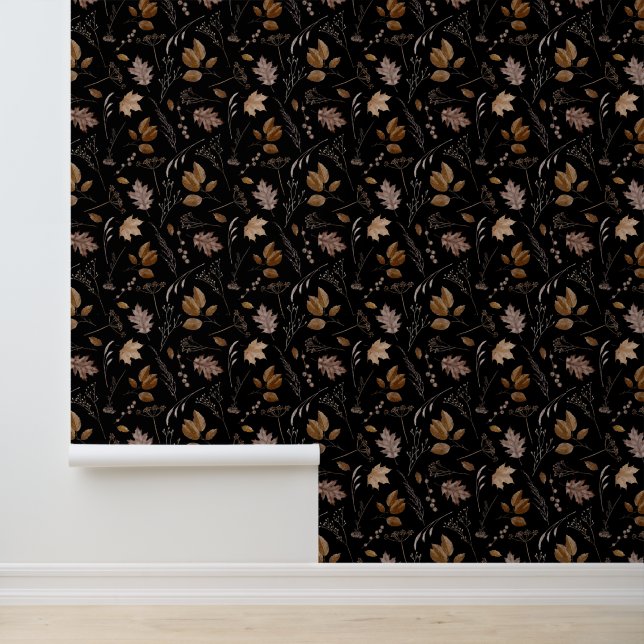Papel Pintado Patrón de hojas otoñales (Solicitud)