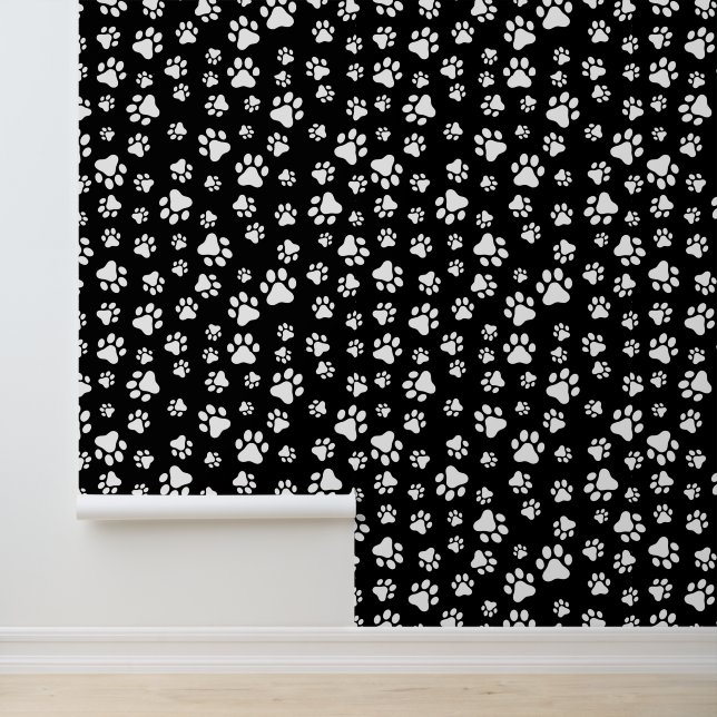 Papel Pintado Patrón de hojas, pinturas, negro y blanco (Solicitud)