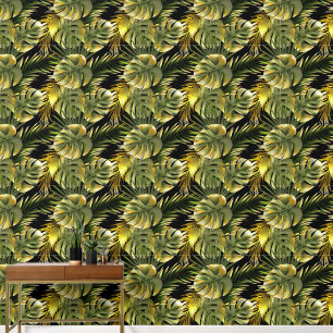 Papel Pintado Patrón de hojas tropicales de baldosas