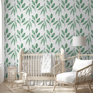 Papel Pintado Patrón de hojas verdes blandas