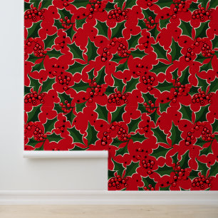 Papel Pintado Patrón de Holly para los Navidades de baldosas