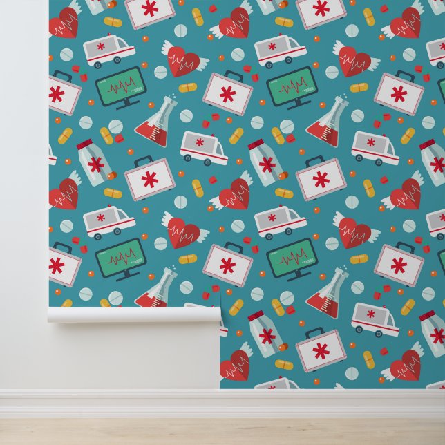 Papel Pintado Patrón de iconos médicos (Solicitud)