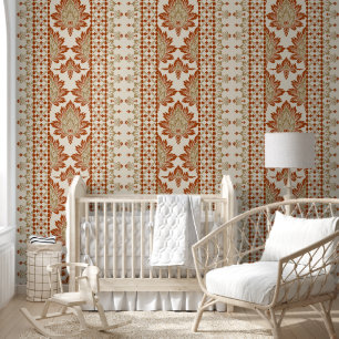 Papel Pintado Patrón de Ikat dibujado a mano con estilo de garab