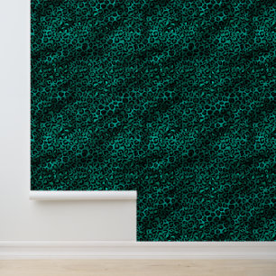 Papel Pintado Patrón de impresión de animales leopardo verde azu
