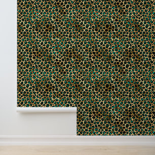 Papel Pintado Patrón de impresión de animales leopardo verde azu