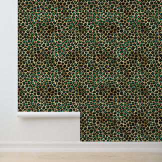 Papel Pintado Patrón de impresión de animales leopardo verde azu