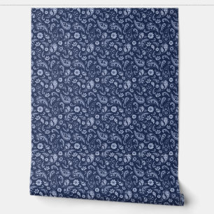 Papel Pintado Patrón de impresión de mosaico azul y blanco