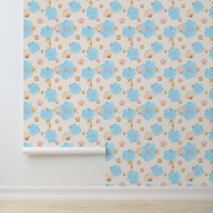 Papel Pintado Patrón de impresión de pata de inspiración oceánic