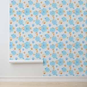 Papel Pintado Patrón de impresión de pata de inspiración oceánic