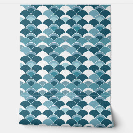 Papel Pintado Patrón de impresión del ventilador japonés azul