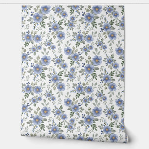Papel Pintado Patrón de impresión floral azul