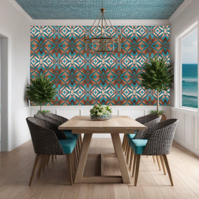 Papel Pintado Patrón de instrucción de cobre de turquesa retro t (Subido por el creador)