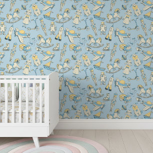 Papel Pintado Patrón de juguete de época azul/amarillo ID783