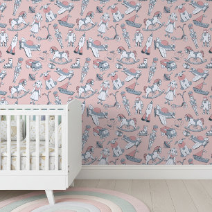 Papel Pintado Patrón de juguete de época rosa/gris ID783