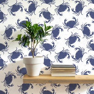 Papel Pintado Patrón de la costa azul y blanca del cangrejo