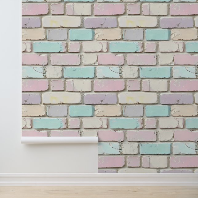 Papel Pintado Patrón de ladrillo rosa pastel (Solicitud)