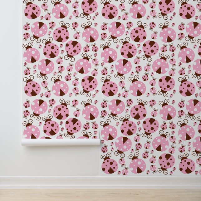 Papel Pintado Patrón De Ladybugs, Cute Ladybugs, Pink Ladybugs (Solicitud)