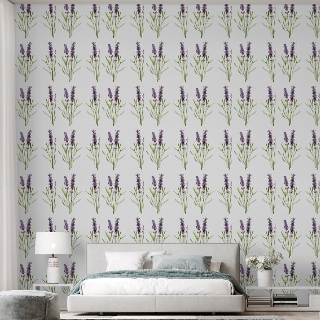 Papel Pintado Patrón de lavanda de época- (Dormitorio)