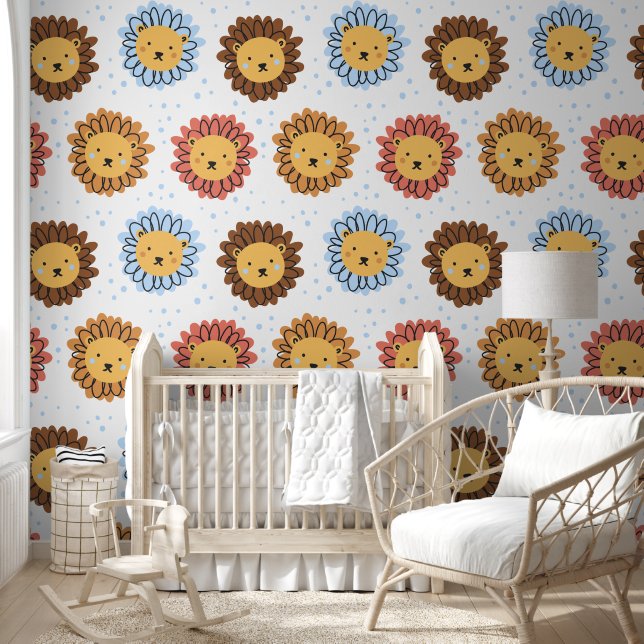 Papel Pintado Patrón de león de Safari de Vida Silvestre (Niños)