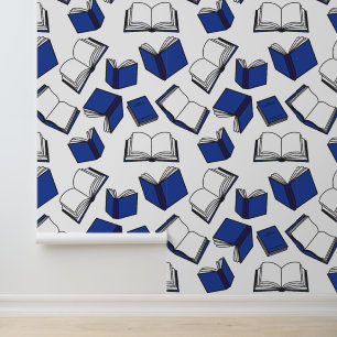 Papel Pintado Patrón de libros azules en aula escolar
