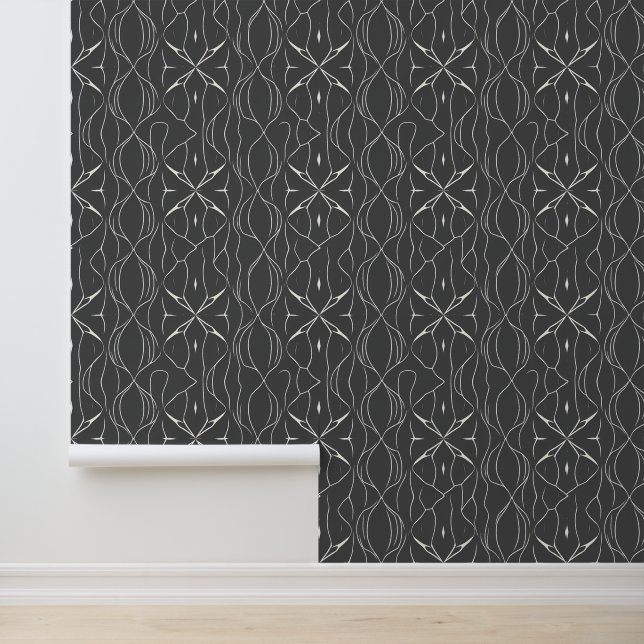 Papel Pintado Patrón de línea abstracta moderna en gris (Solicitud)