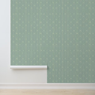 Papel Pintado Patrón de línea geométrica verde de la Casa de la 