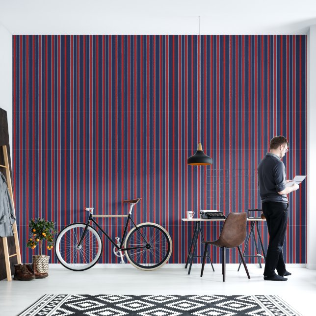 Papel Pintado Patrón de Línea Vertical de Pinstripe Clásico (Sala de estar)