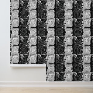 Papel Pintado Patrón de líneas abstractas en blanco y negro