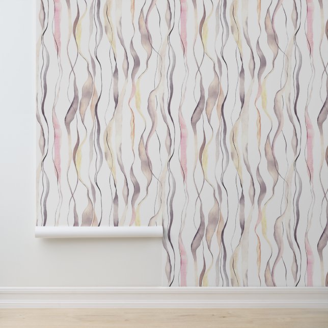 Papel Pintado Patrón de líneas onduladas verticales abstractas e (Solicitud)