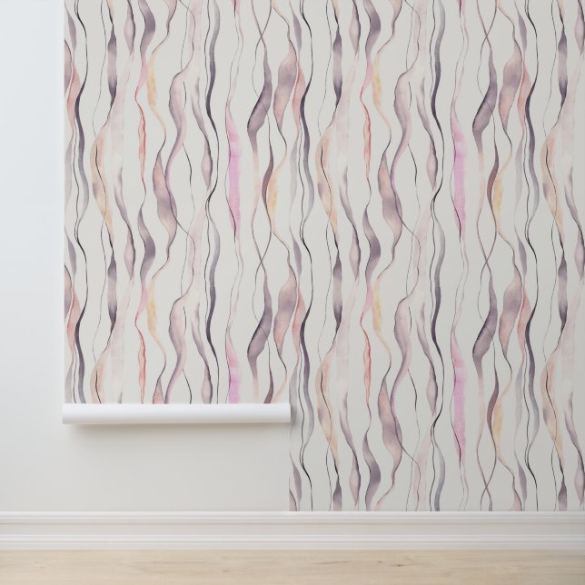 Papel Pintado Patrón de líneas onduladas verticales abstractas e (Solicitud)
